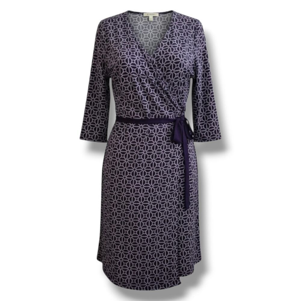 LuLaRoe Women’s Geometric Wrap Dress Purple White Size Large